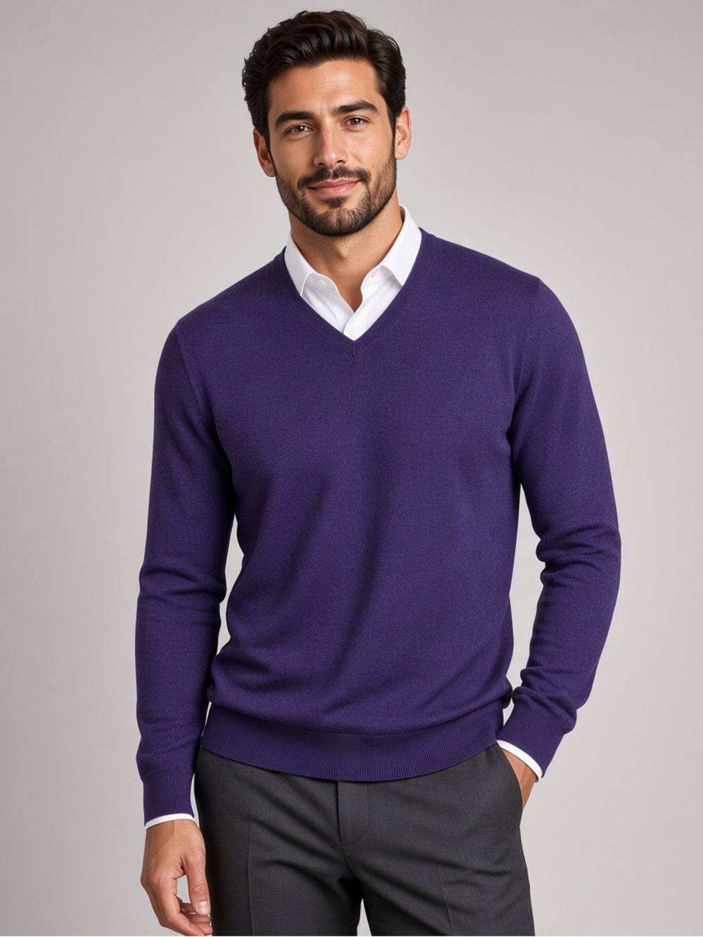 Banana Republic Luxury Blend Silk Cashmere V-Neck Sweater Purple Medium